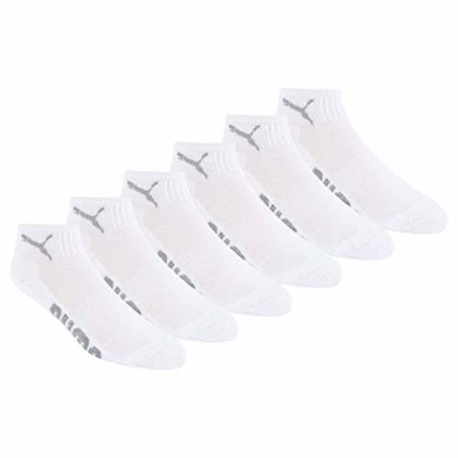 PUMA womens 6 Pack Quarter Crew women s socks, White/Grey, 9 11 US for $21