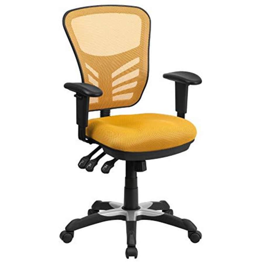 Flash Furniture Mid-Back Yellow-Orange Mesh Multifunction Executive Swivel Ergonomic Office Chair for $129