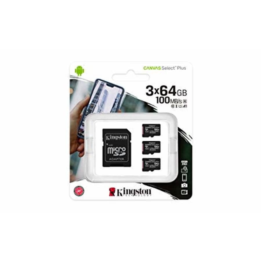 Kingston 64GB microSDHC Canvas Select Plus 100MB/s Read A1 Class 10 UHS-I 3-Pack Memory Card + for $16 Kingston 64GB microSDHC Canvas Select Plus 100MB/s Read A1 Class 10 UHS-I 3-Pack Memory Card + for $16