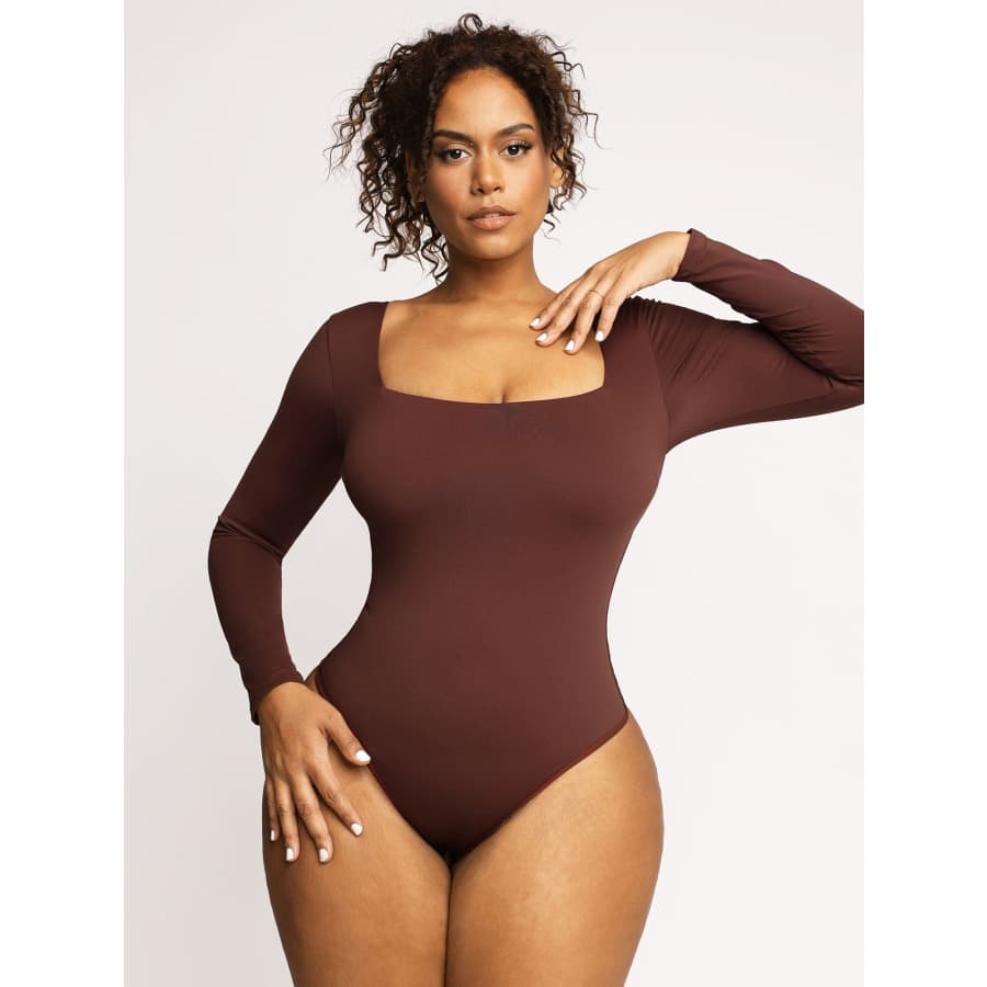 Popilush Shapewear Long Sleeve Square Neck Tummy Control Bodysuit for $30 Popilush Shapewear Long Sleeve Square Neck Tummy Control Bodysuit for $30