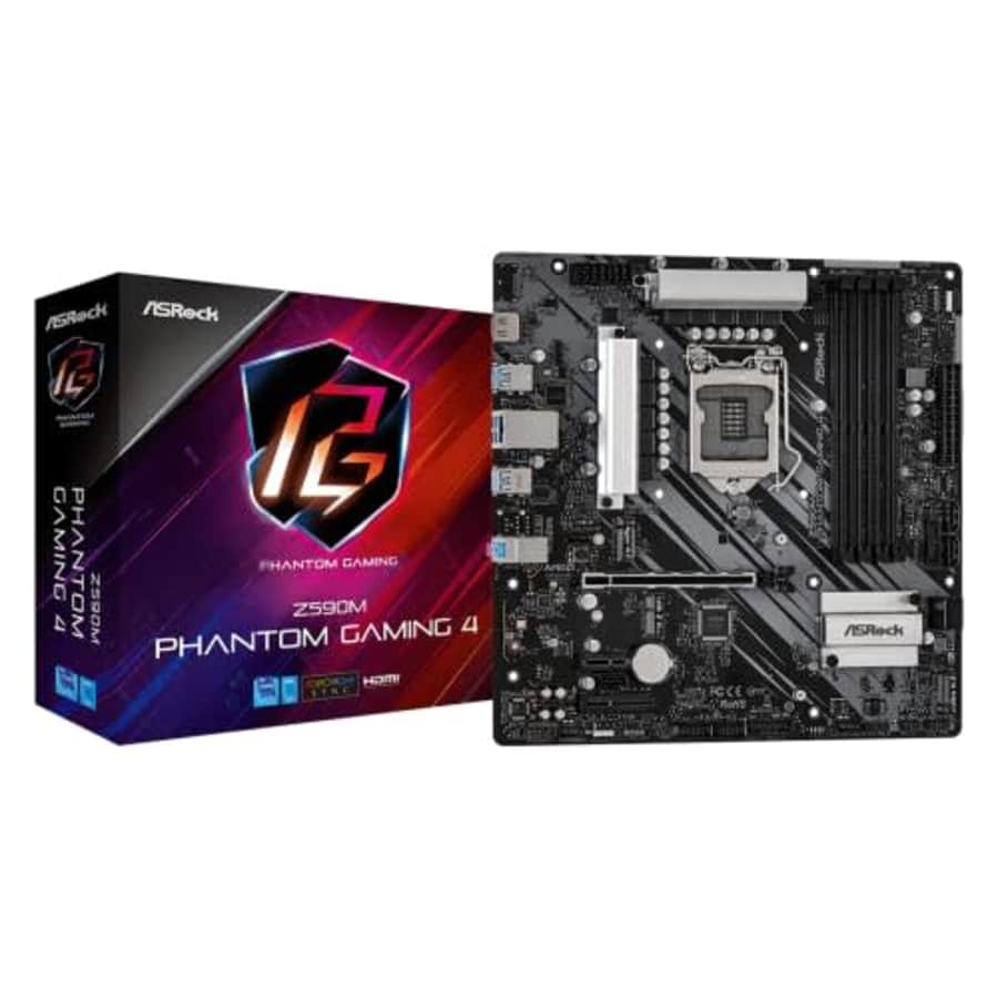 ASROCK Z590M Phantom Gaming 4 LGA1200/ Intel Z590/ DDR4/ SATA3&USB3.2/ M.2/ Micro ATX Motherboard for $249 ASROCK Z590M Phantom Gaming 4 LGA1200/ Intel Z590/ DDR4/ SATA3&USB3.2/ M.2/ Micro ATX Motherboard for $249
