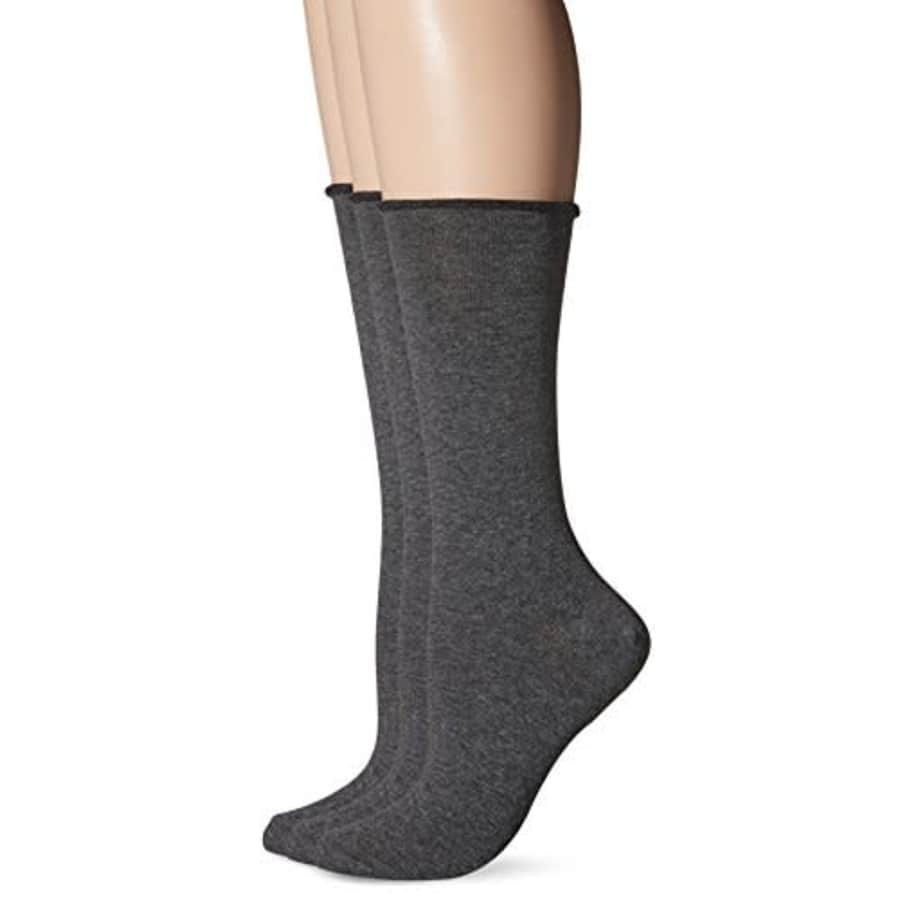 HUE Women's 3 Pair Pack Jean Crew Socks(Pack of 3), Graphite Heather, One Size for $18 HUE Women's 3 Pair Pack Jean Crew Socks(Pack of 3), Graphite Heather, One Size for $18