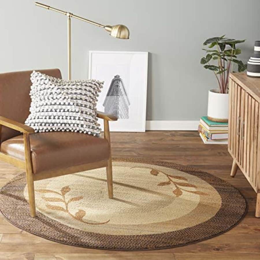 Home Dynamix Royalty Clover Modern Area Rug, Brown Multi, 5'2" Round for $29