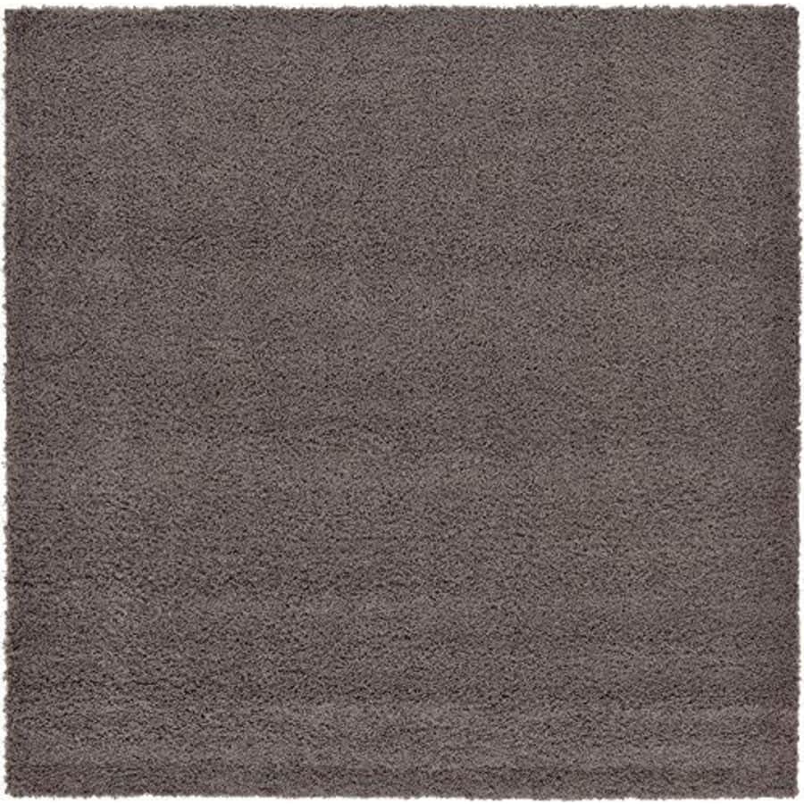 Unique Loom Solo Solid Shag Collection Modern Plush Graphite Gray Square Rug (8' 2 x 8' 2) for $107
