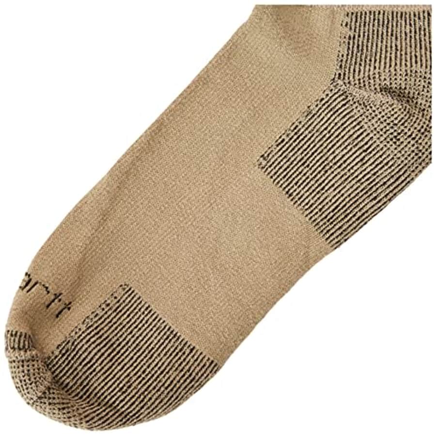 Carhartt mens Standard All-season Cotton Crew Work 3 Pair Pack Hiking Socks, Khaki, X-Large US for $19
