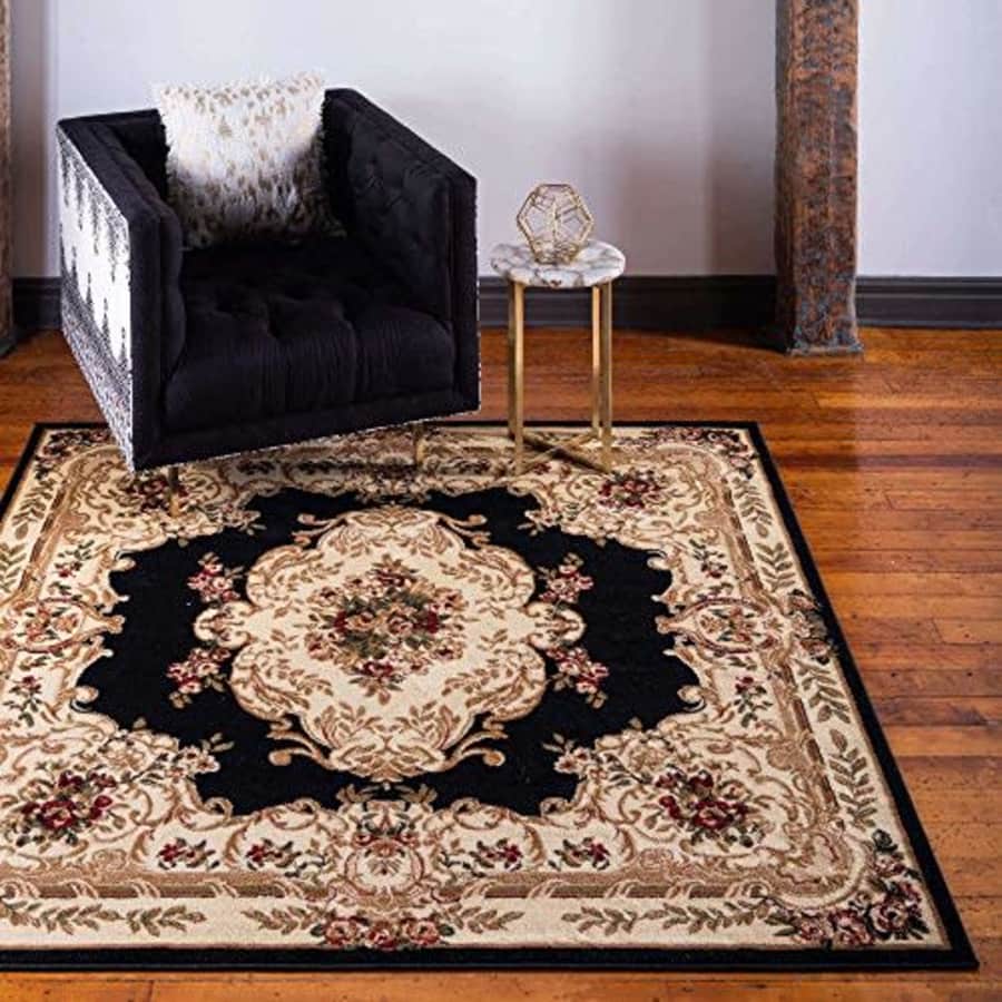 Unique Loom Versailles Collection Traditional Classic Black Square Rug (6' 0 x 6' 0) for $57 Unique Loom Versailles Collection Traditional Classic Black Square Rug (6' 0 x 6' 0) for $57