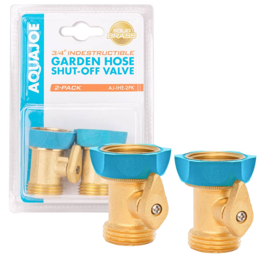 Aqua Joe Indestructible 3/4" Brass Hose Shut-Off Valve 2-Pack for $7