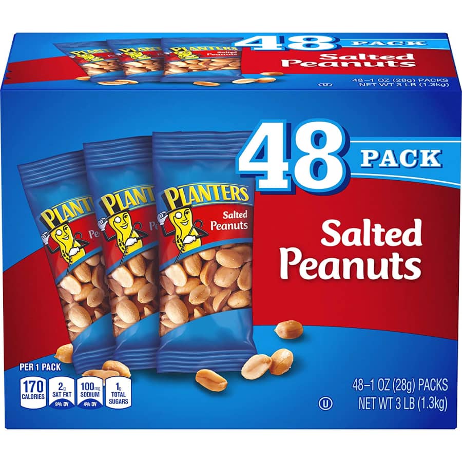 Planters Salted Peanuts 1-oz. Bag 48-Pack for $9