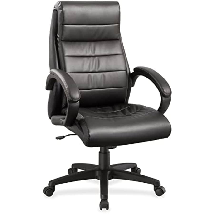 Lorell Deluxe High-Back Leather Chair, 44.5" x 27.8" x 32", Black for $217