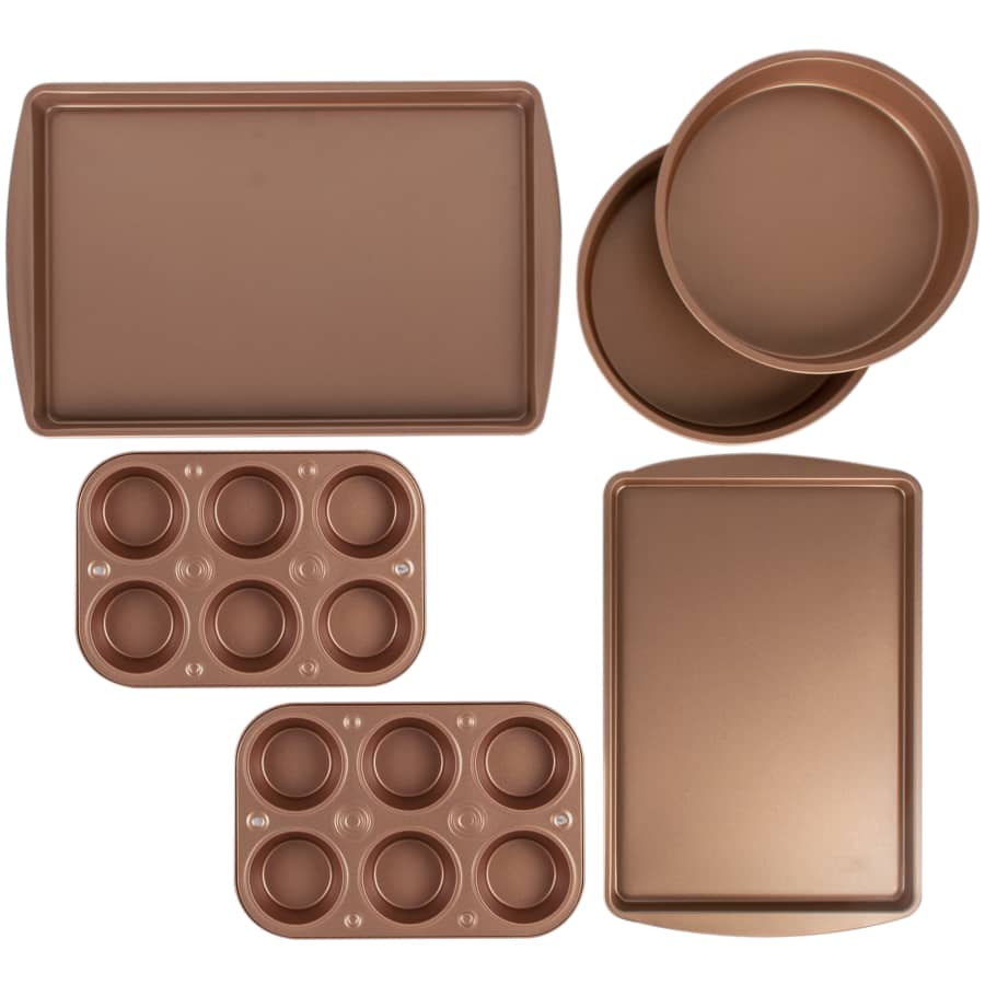 BakerEze 6-Piece Copper Nonstick Bakeware Set for $14