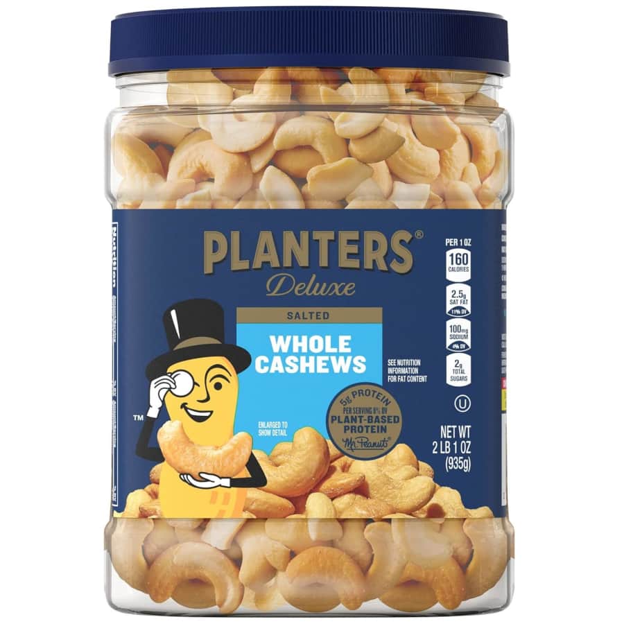 Planters 33-oz. Fancy Whole Cashews With Sea Salt for $17