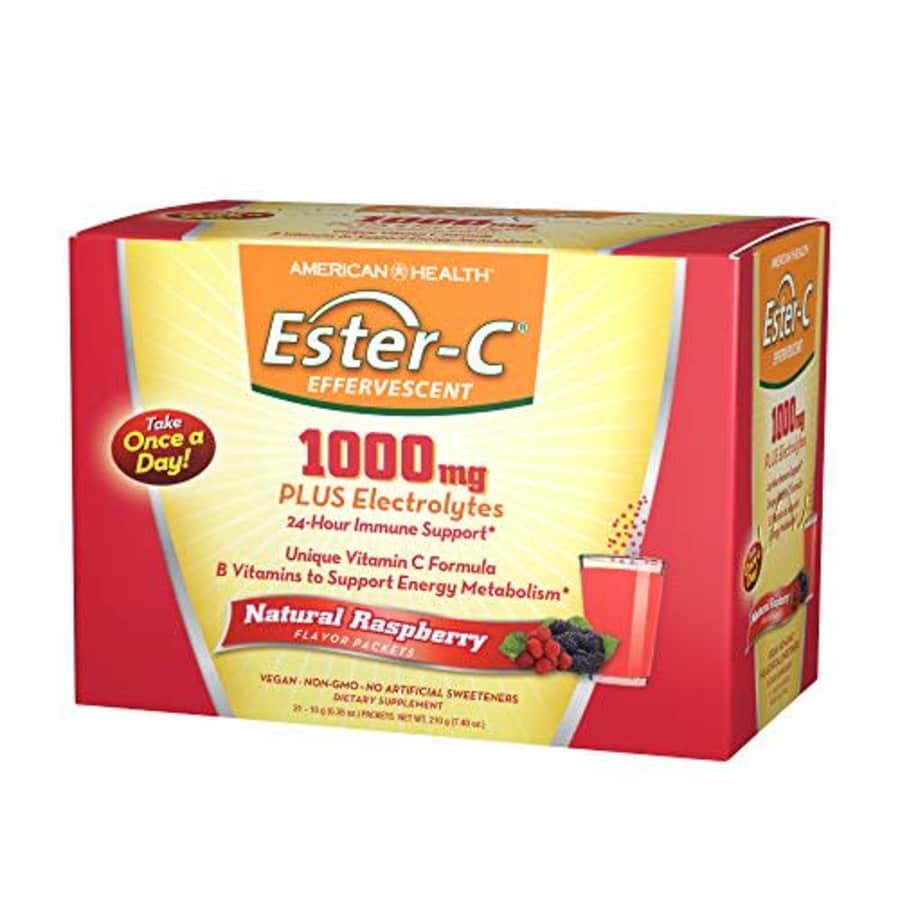 American Health Ester-C Effervescent Powder Packets, Natural Raspberry - 24-Hour Immune Support, for $18