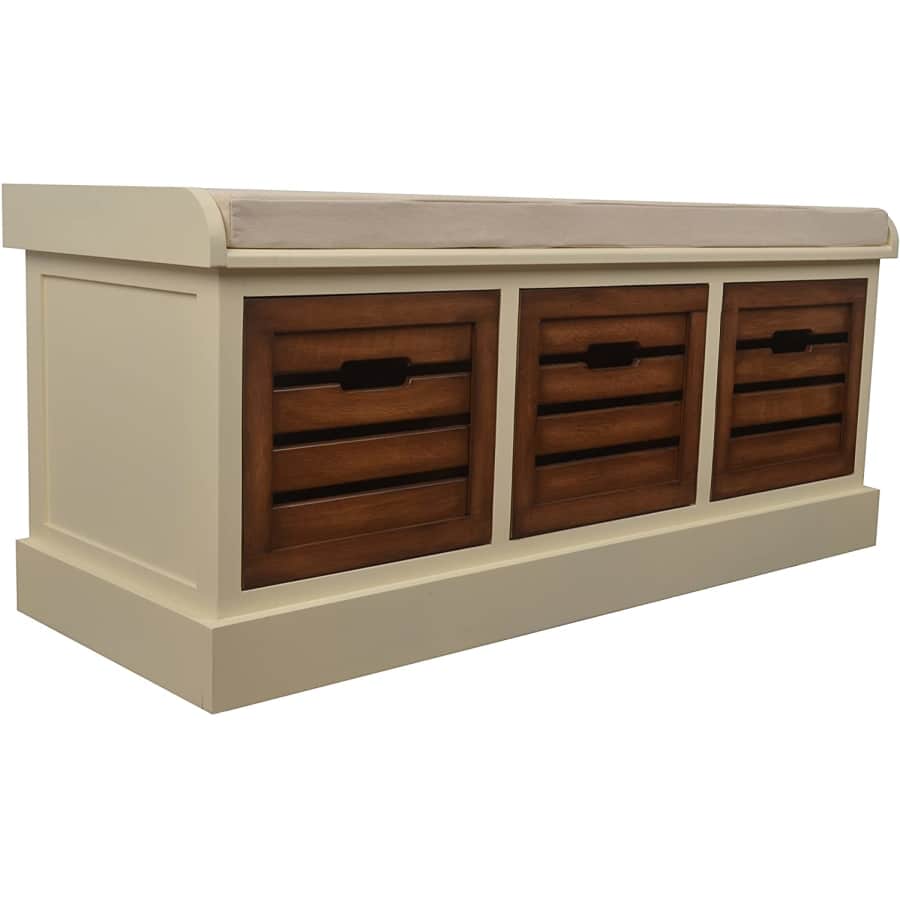 Decor Therapy Melody 45" 3-Drawer Storage Bench w/ Cushion for $155