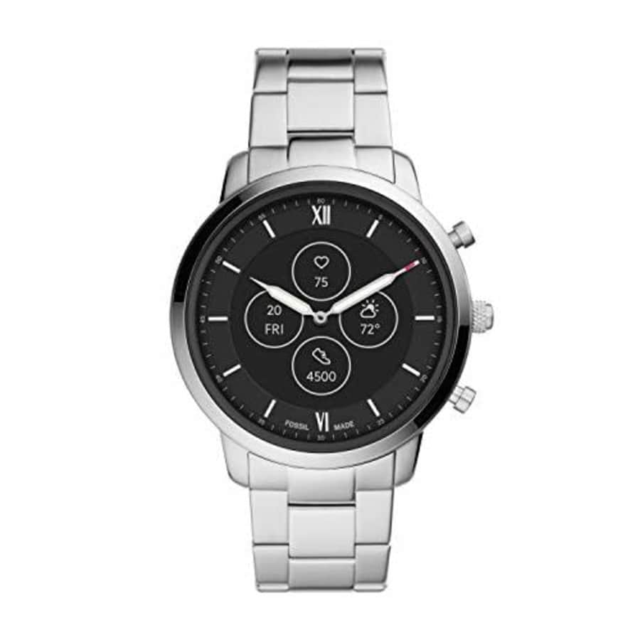Fossil Men's Neutra Stainless Steel Hybrid HR Smartwatch, Color: Silver (Model: FTW7029) for $139