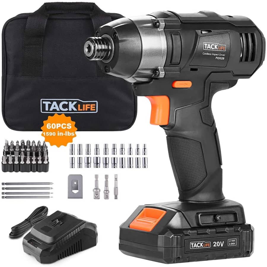Tacklife 20V Cordless Impact Driver 60-Piece Kit for $38 Tacklife 20V Cordless Impact Driver 60-Piece Kit for $38