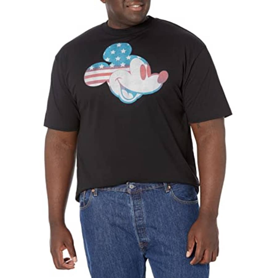 Disney Big & Tall Classic Mickey Americana Flag Fill Men's Tops Short Sleeve Tee Shirt, Black, for $14 Disney Big & Tall Classic Mickey Americana Flag Fill Men's Tops Short Sleeve Tee Shirt, Black, for $14