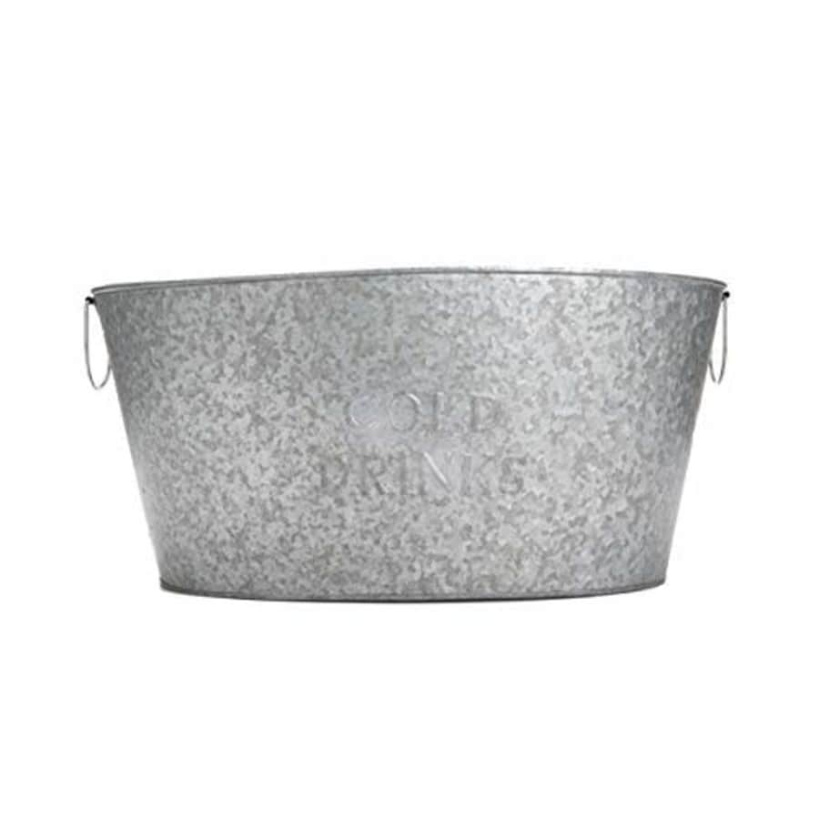 Mind Reader Round Galvanized Steel Beverage Tub with Handles, Party Basket for Drinks, Ice, Rustic for $49