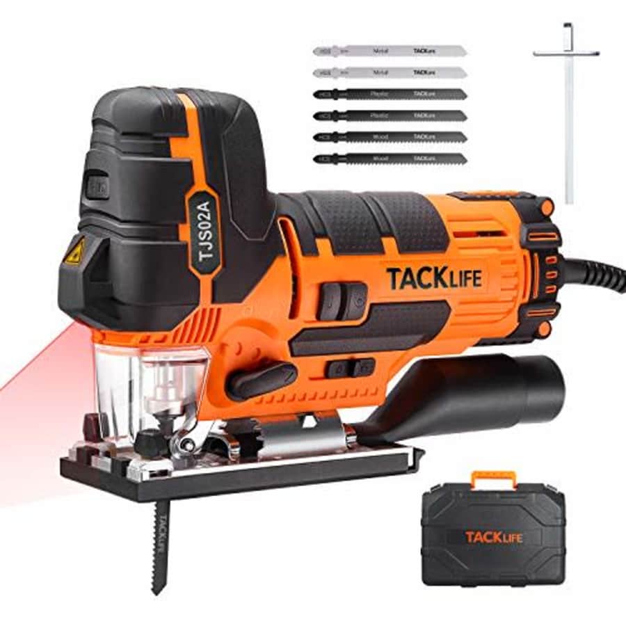 TACKLIFE 6.7 Amp Barrel Grip Jigsaw with Laser & LED, Heavy Duty, Variable Speed / 4 Orbital for $66