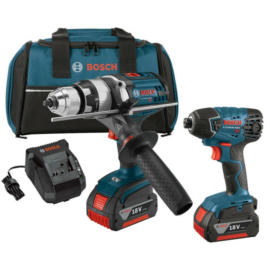 Bosch 18V Li-Ion Hammer Drill and Impact Driver Combo Kit for $200