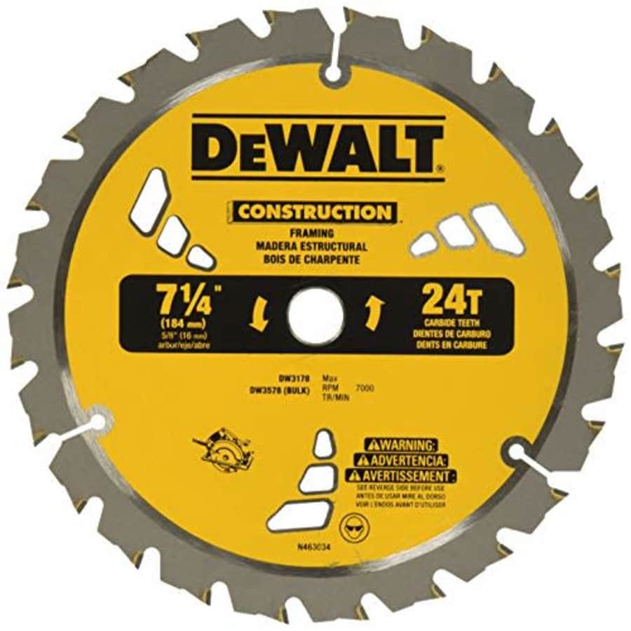 DEWALT 7-1/4" Circular Saw Blade for Framing, ATB, Thin Kerf, 5/8" and Diamond Knockout Arbor, for $22