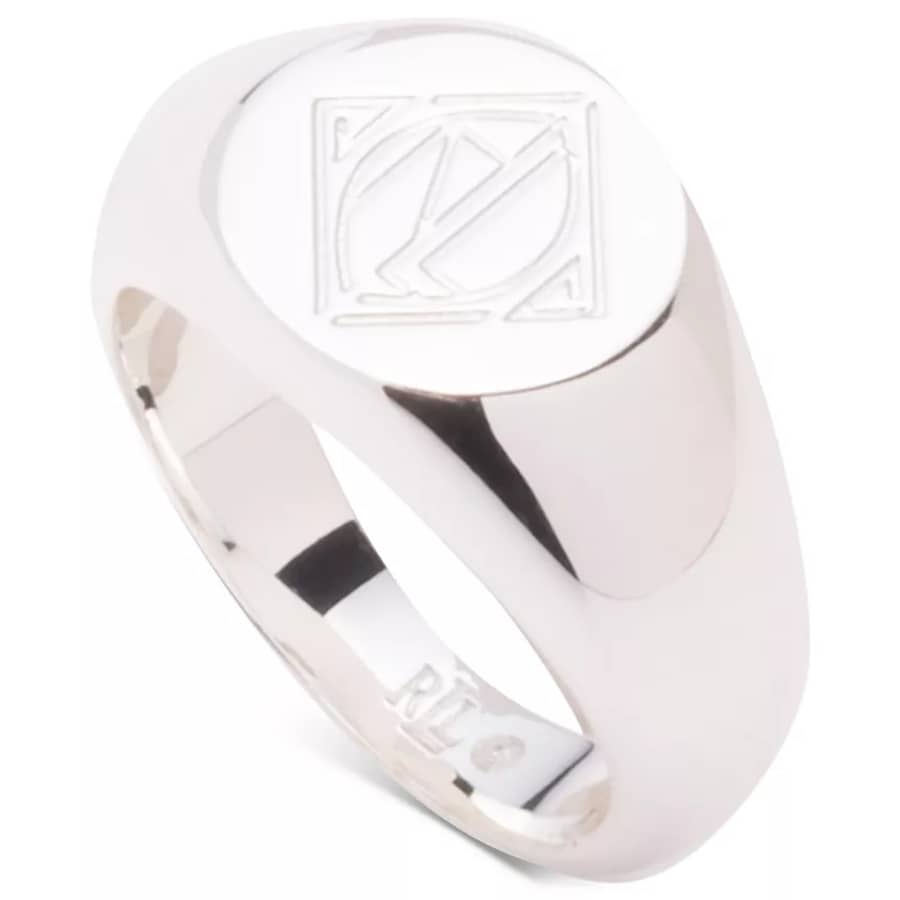 Lauren Ralph Lauren Silver-Tone Deco Logo Ring for $17 Lauren Ralph Lauren Silver-Tone Deco Logo Ring for $17
