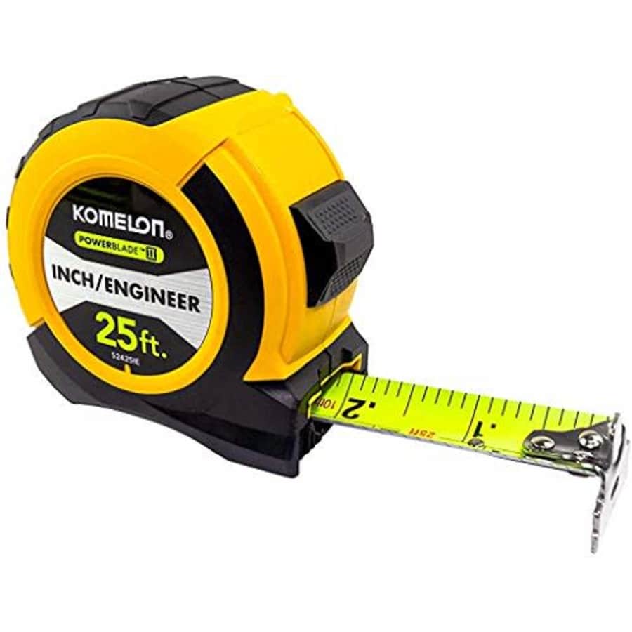 Komelon 52425IE; 25' x 1.06" Powerblade II" Engineer Tape Measure; Yellow/Black (2 Pack) for $36
