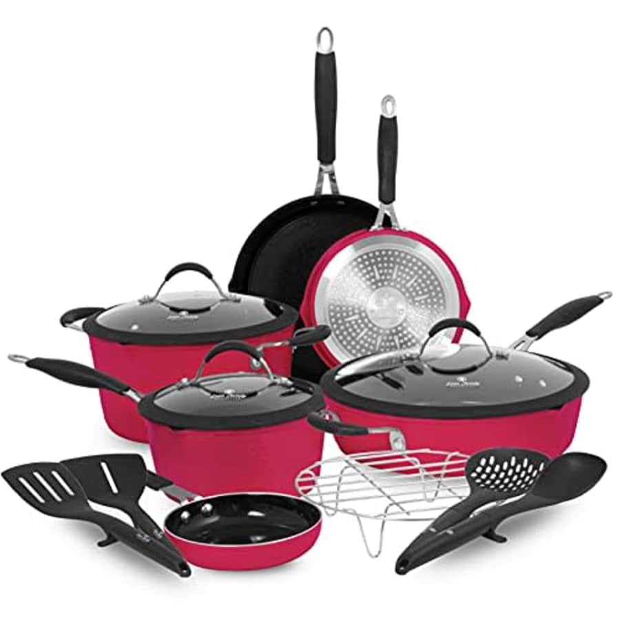 Paula Deen Family 14-Piece Ceramic, Non-Stick Cookware Set, 100% PFOA-Free and Induction Ready, for $75 Paula Deen Family 14-Piece Ceramic, Non-Stick Cookware Set, 100% PFOA-Free and Induction Ready, for $75
