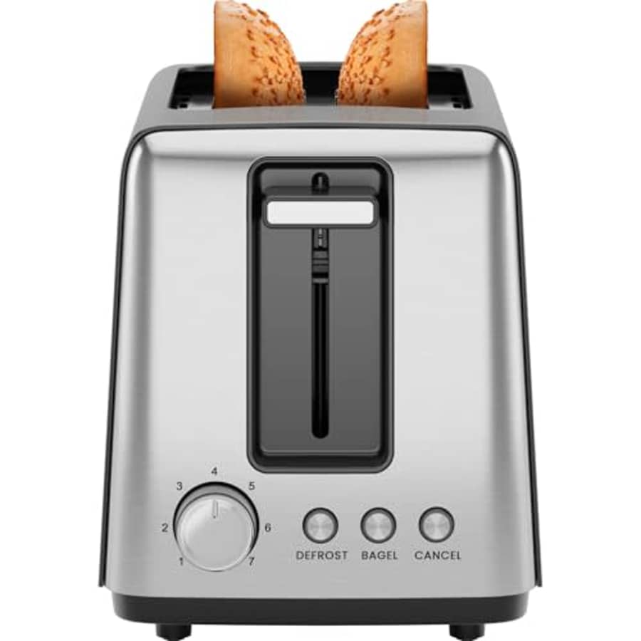 Chefman 2 Slice Toaster, 7 Shade Settings, Small Toaster 2 Slice with Removable Crumb Tray, Thick for $30