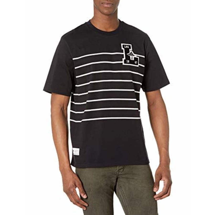 LRG Men's Short Sleeve Logo Design T-Shirt, Natural LS Black, L for $34