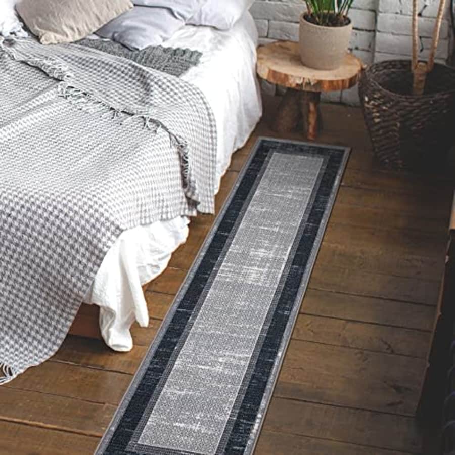 Ottomanson Machine Washable Bordered Design Non-Slip Rubberback 2x7 Traditional Runner Rug for for $19