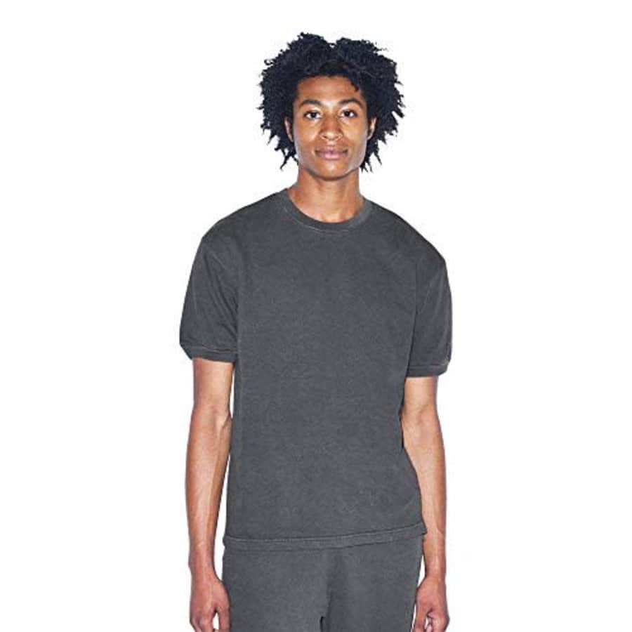 American Apparel Men's French Terry Crewneck Short Sleeve T-Shirt, Faded Black, X-Large for $21