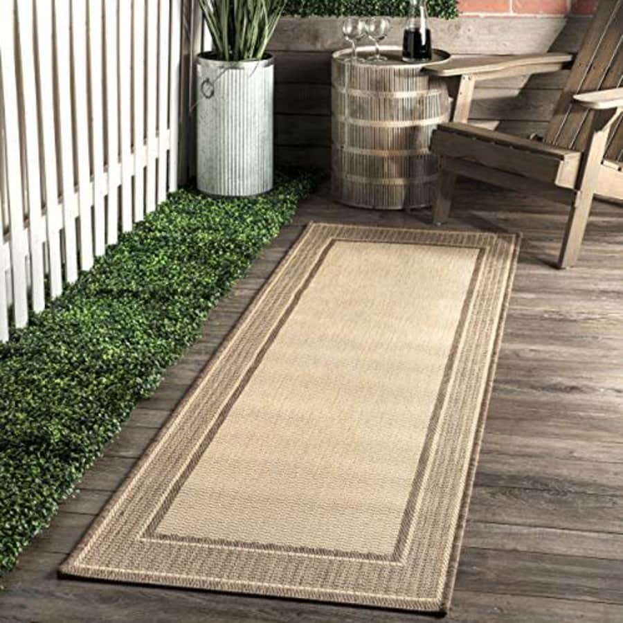 nuLOOM Gris Border Outdoor Area Rug, 2' x 8', Beige for $84