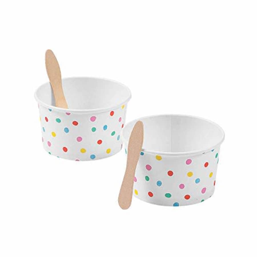 Fun Express POLKA DOT ICE CREAM CUP W SPOON - Party Supplies - 12 Pieces for $8