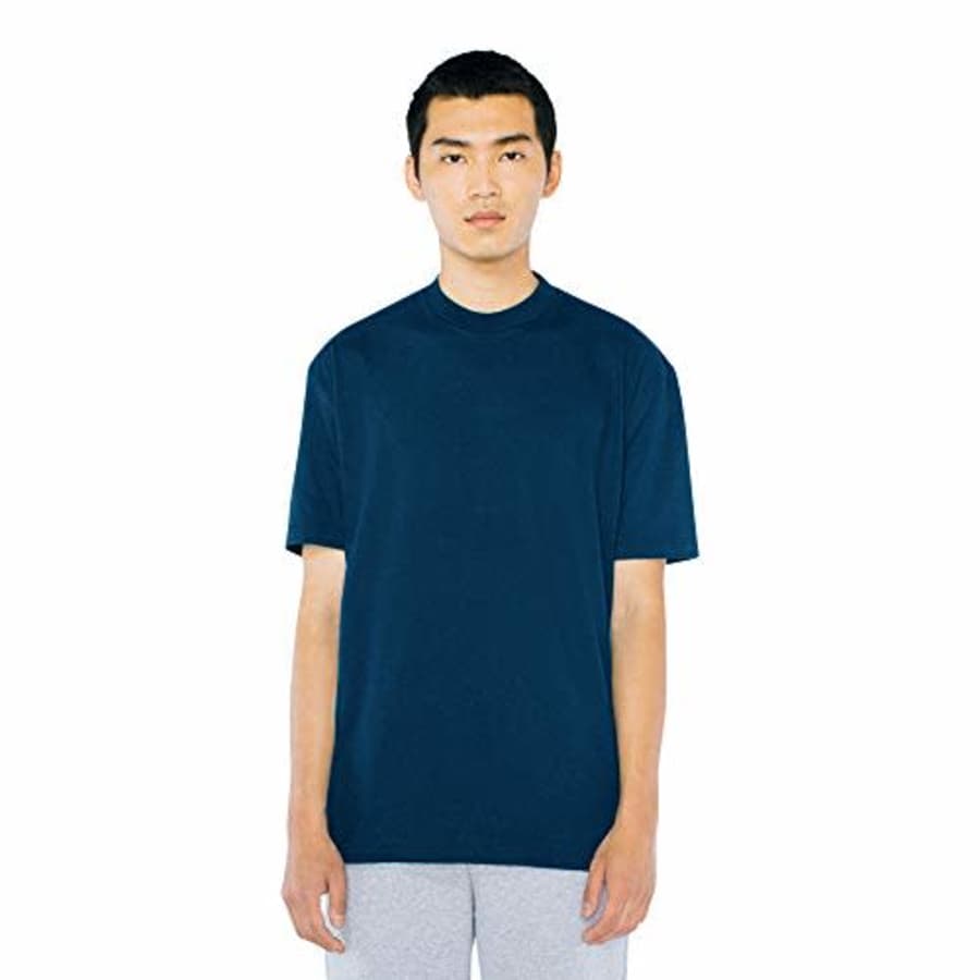 American Apparel Men's Power Wash Mockneck Short Sleeve T-Shirt, Ink, Small for $15