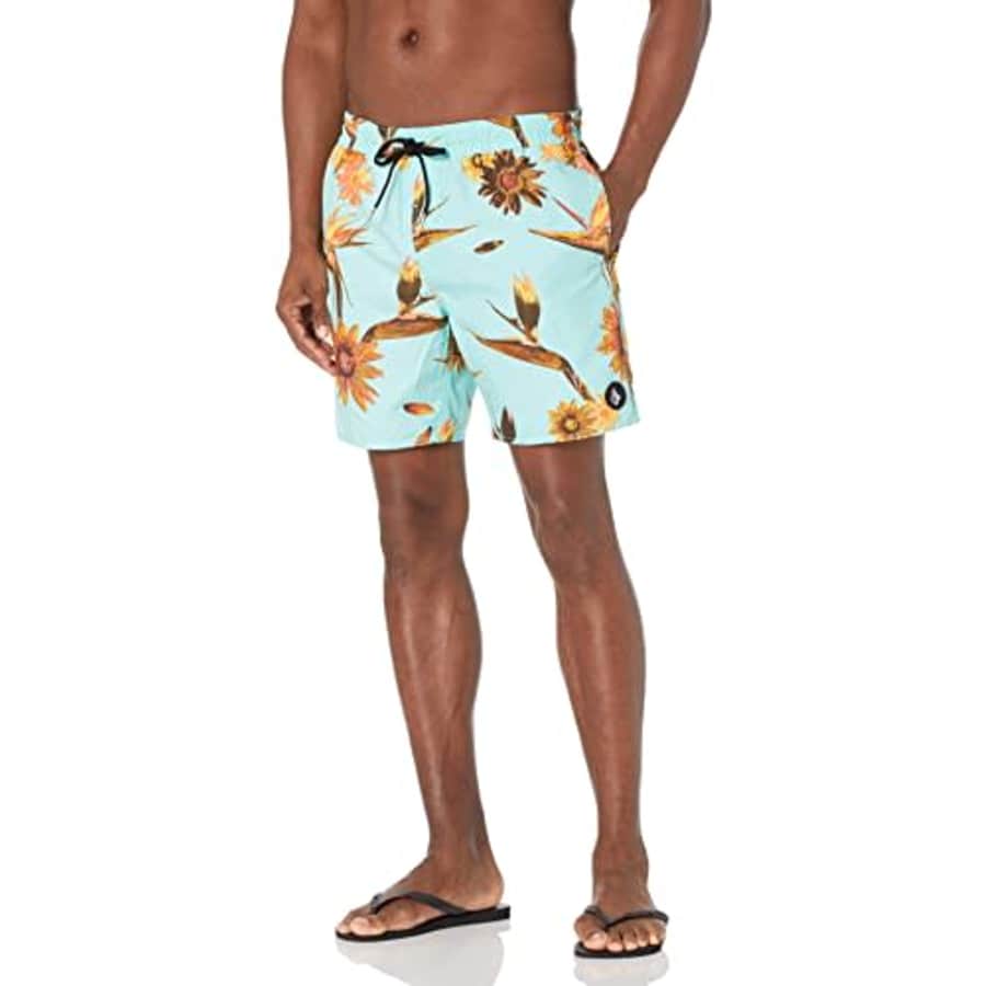 Volcom Men's 17-Inch Elastic Waist Surf Swim Trunks, Poly Aqua Splash, XX-Large for $28 Volcom Men's 17-Inch Elastic Waist Surf Swim Trunks, Poly Aqua Splash, XX-Large for $28