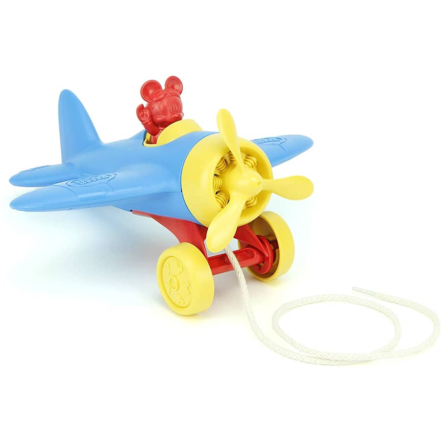 Green Toys Mickey Mouse Airplane Pull Toy for $12