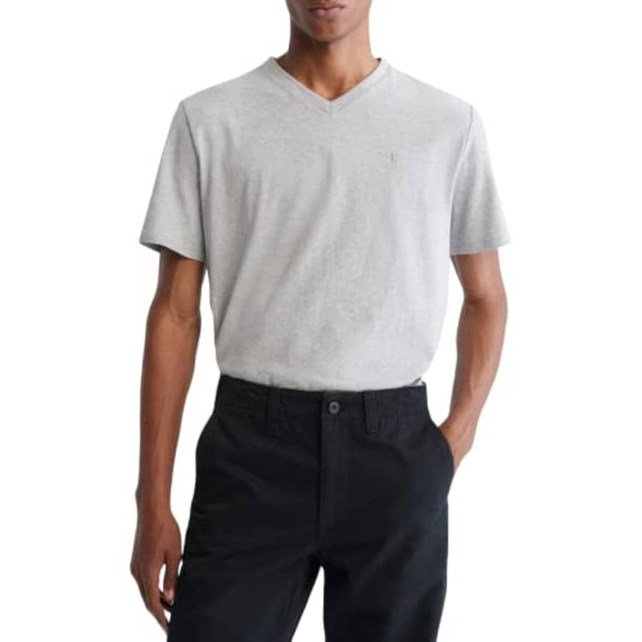 Calvin Klein Men's Smooth Cotton Solid V-Neck T-Shirt, Heroic Grey Heather, Extra Extra Large for $17 Calvin Klein Men's Smooth Cotton Solid V-Neck T-Shirt, Heroic Grey Heather, Extra Extra Large for $17