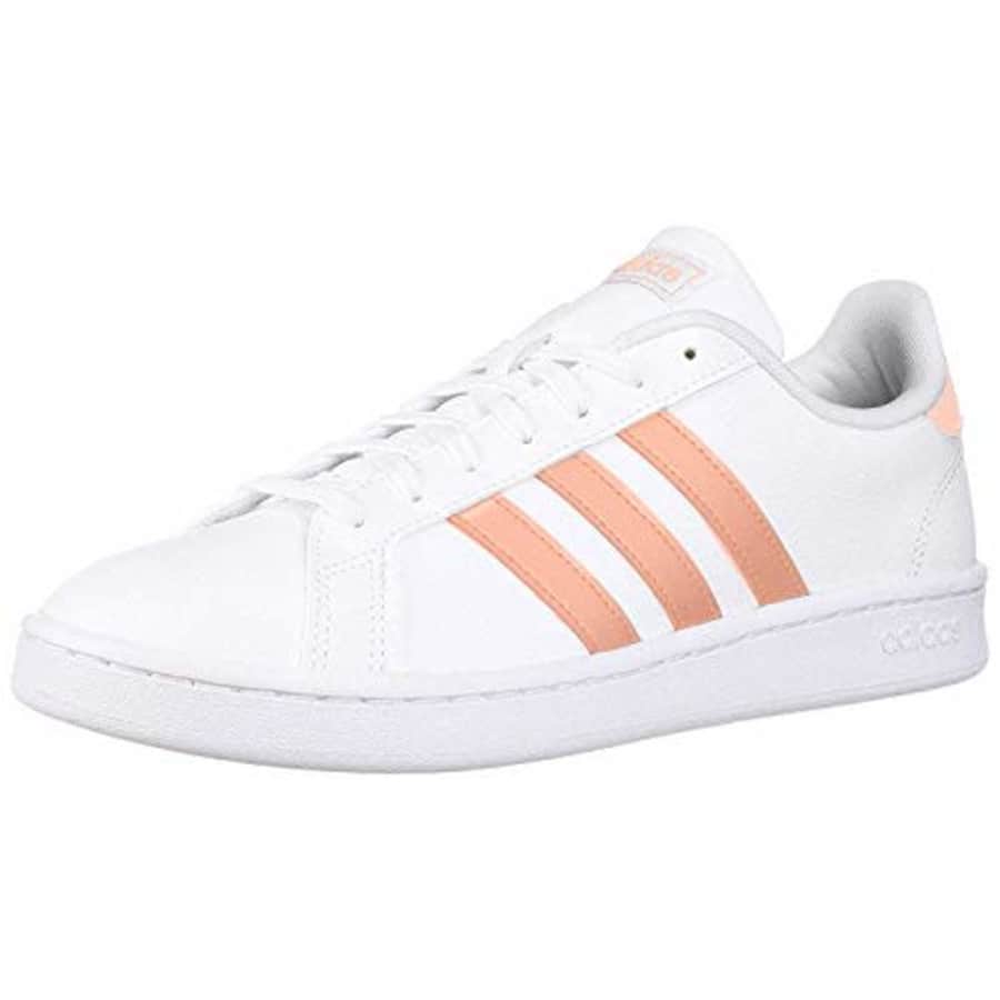adidas Women's Grand Court, white/dust pink/white, 7 M US for $65