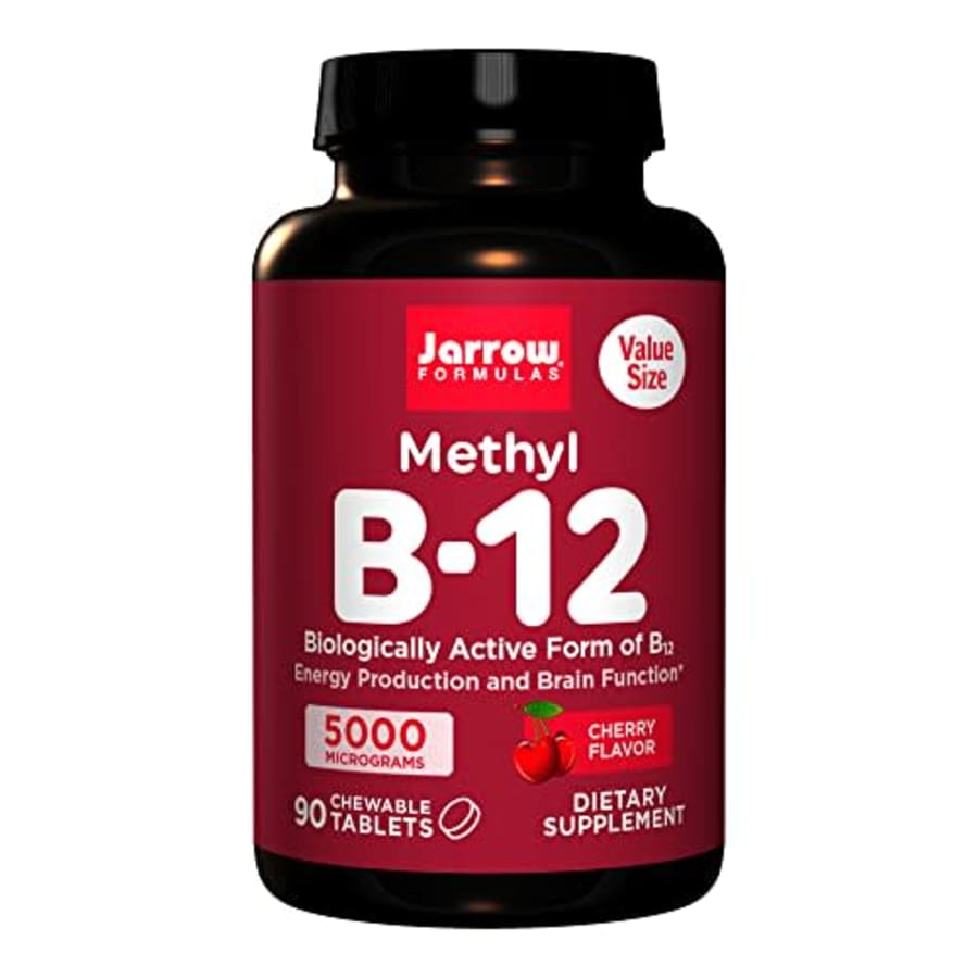 Jarrow Formulas Maximum Strength Methyl B-12 5000 mcg - Dietary Supplement - 90 Chewable Tablets, for $32