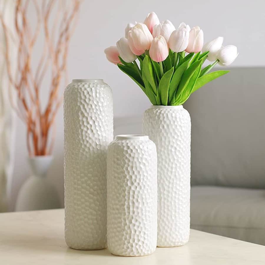 Hosley 3-Piece Honeycomb Ceramic Vase Set for $25 Hosley 3-Piece Honeycomb Ceramic Vase Set for $25