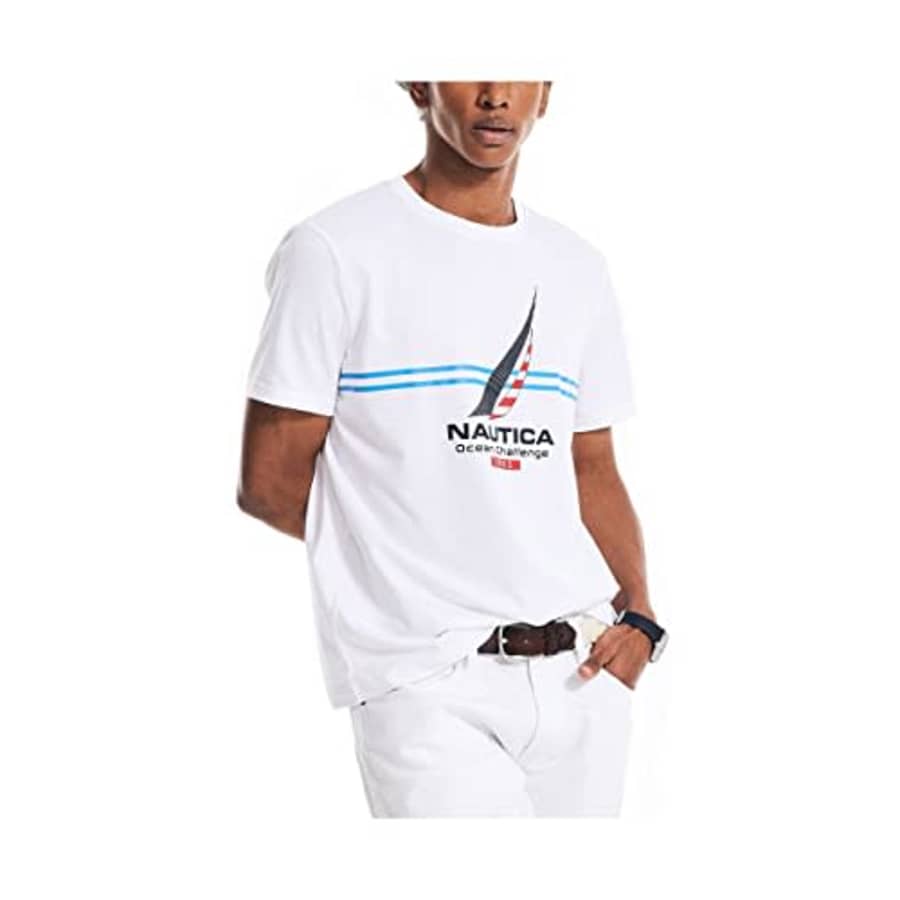 Nautica Men's Sustainably Crafted Chest-Stripe Graphic T-Shirt, Bright White, Small for $10 Nautica Men's Sustainably Crafted Chest-Stripe Graphic T-Shirt, Bright White, Small for $10