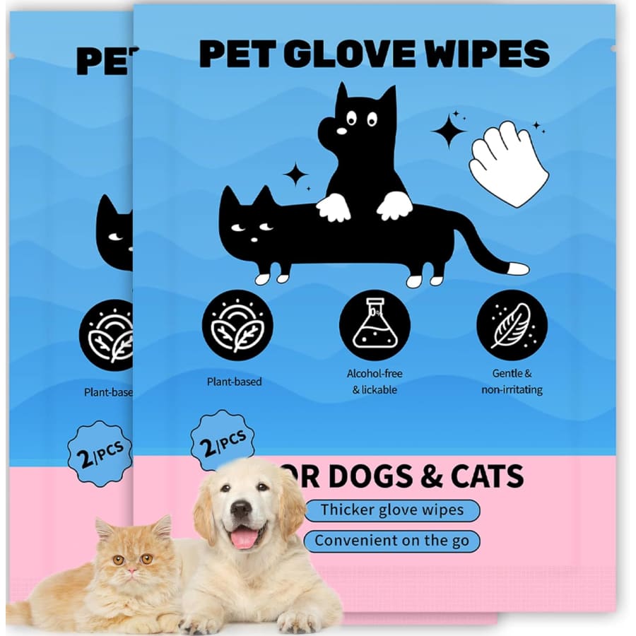 Spanielbuns 4-Count Pet Cleaning Wipe Glove 2-Pack for $3