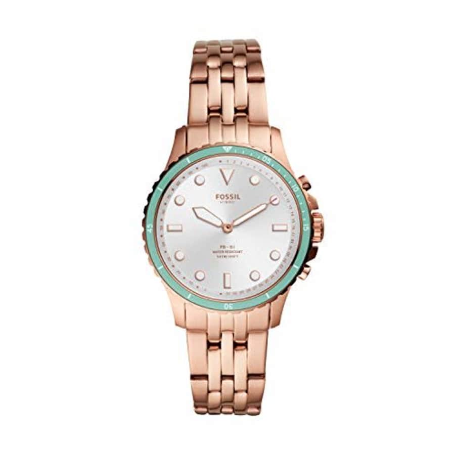 Fossil Women's FB-01 Stainless Steel Hybrid Smartwatch, Color: Rose Gold/Turquoise (Model: FTW5068) for $105
