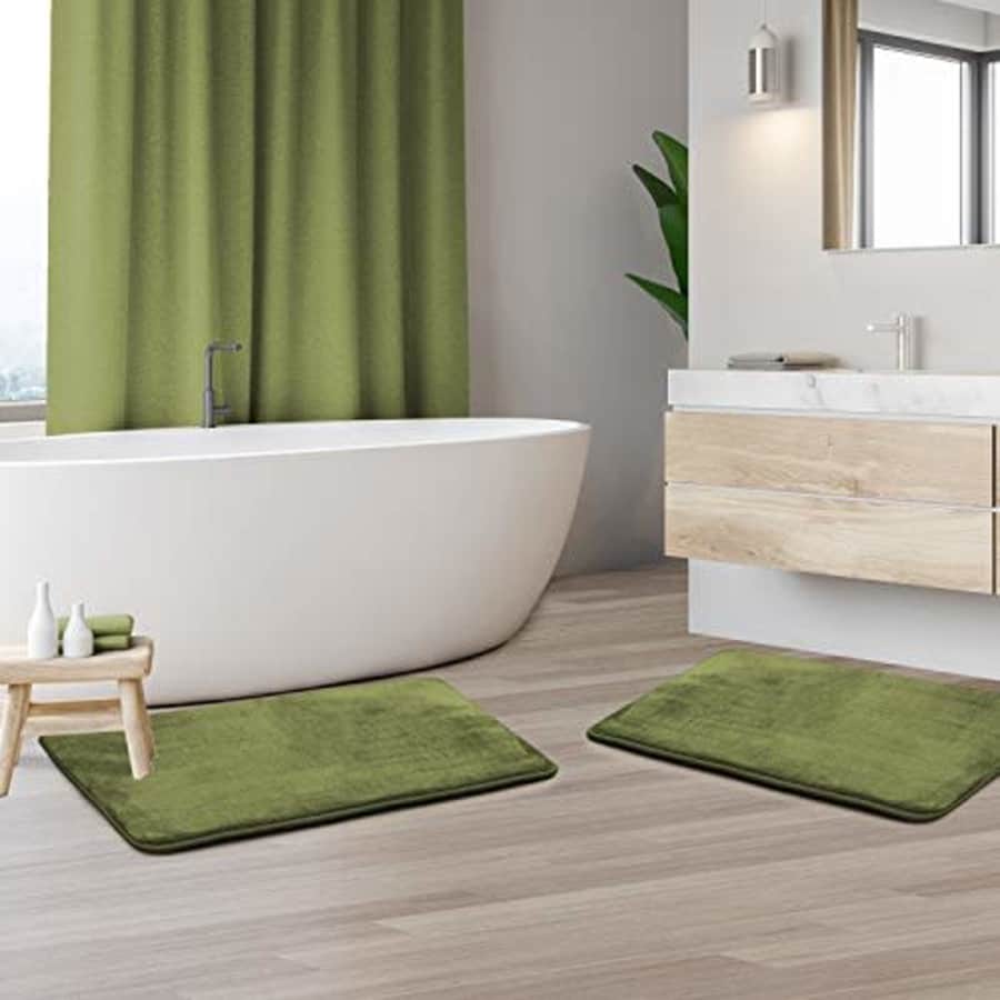 Clara Clark Memory Foam Bathrug 2 Pack Set - Sage (Green) - Bath Mat and Shower Rug Small 17" x 24" Inches, Non for $29 Clara Clark Memory Foam Bathrug 2 Pack Set - Sage (Green) - Bath Mat and Shower Rug Small 17" x 24" Inches, Non for $29