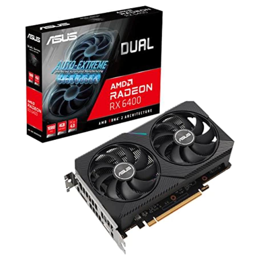 ASUS Dual AMD Radeon RX 6400 4GB GDDR6 Gaming Graphics Card (AMD RDNA 2, PCIe 4.0, 4GB GDDR6 for $185 ASUS Dual AMD Radeon RX 6400 4GB GDDR6 Gaming Graphics Card (AMD RDNA 2, PCIe 4.0, 4GB GDDR6 for $185