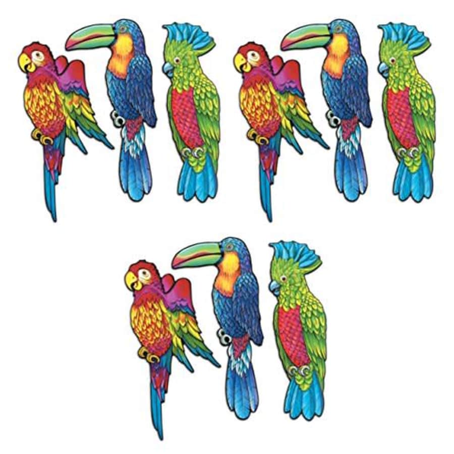 Beistle 9 Piece Exotic Tropical Bird Paper Cut Outs Decorations for Hawaiian Luau And Jungle Theme for $18