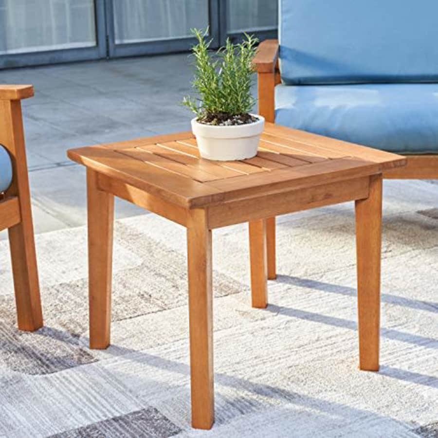 VIFAH Gloucester Contemporary Patio Side Table, Golden Oak Wood Color for $67