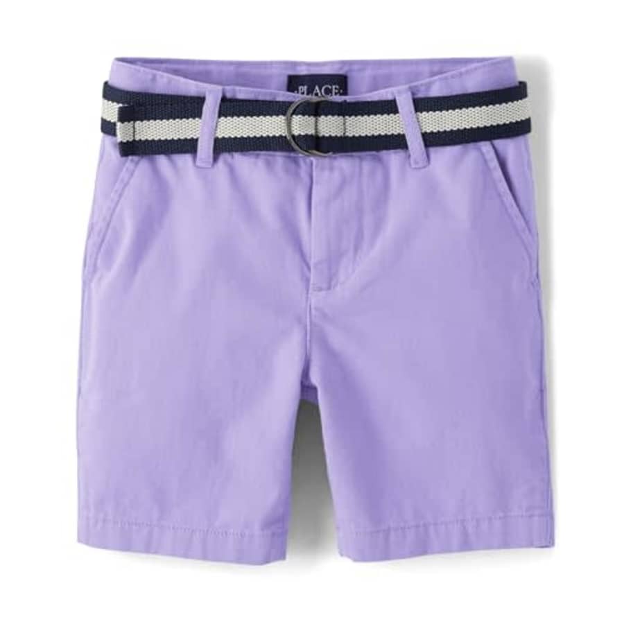The Children's Place Boys' Belted Chino Shorts, Petal Purple, 4 for $13 The Children's Place Boys' Belted Chino Shorts, Petal Purple, 4 for $13