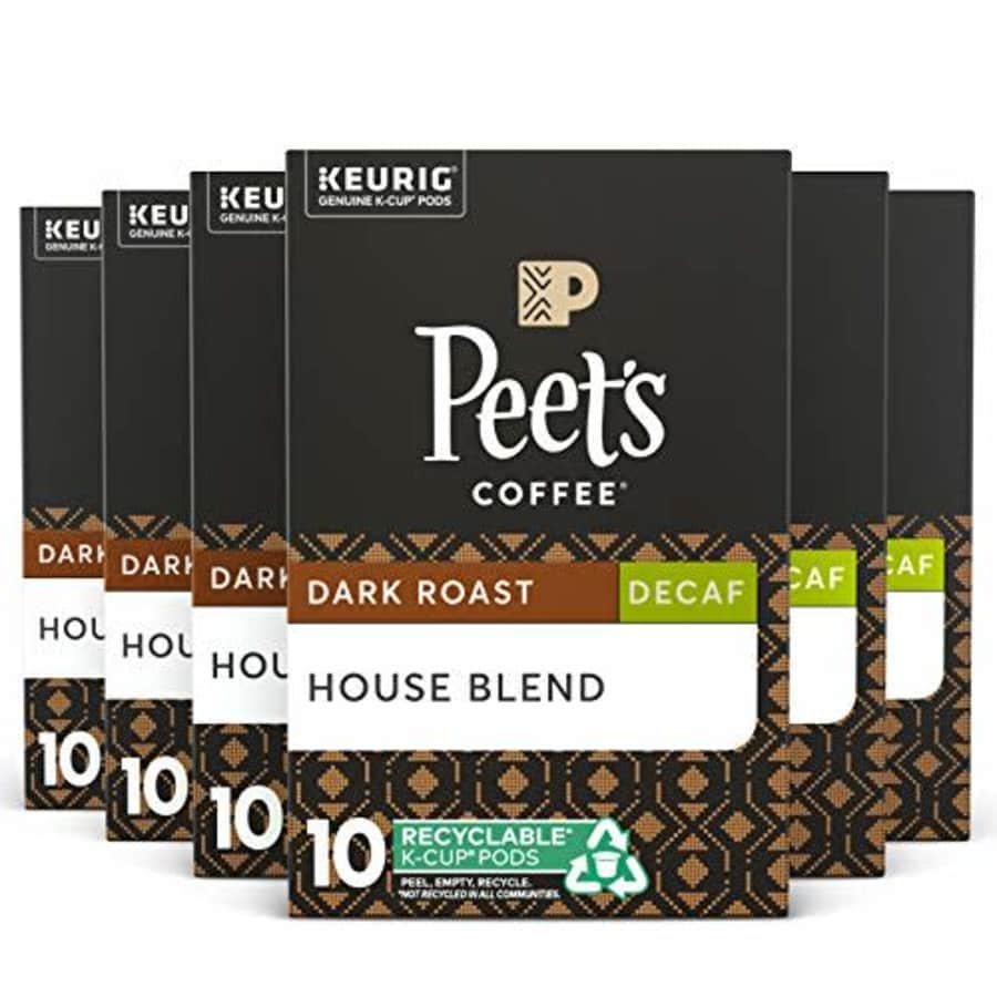 Peet's Peets Coffee Decaf House Blend K-Cup Coffee Pods for Keurig Brewers, Dark Roast, 60 Pods for $40 Peet's Peets Coffee Decaf House Blend K-Cup Coffee Pods for Keurig Brewers, Dark Roast, 60 Pods for $40