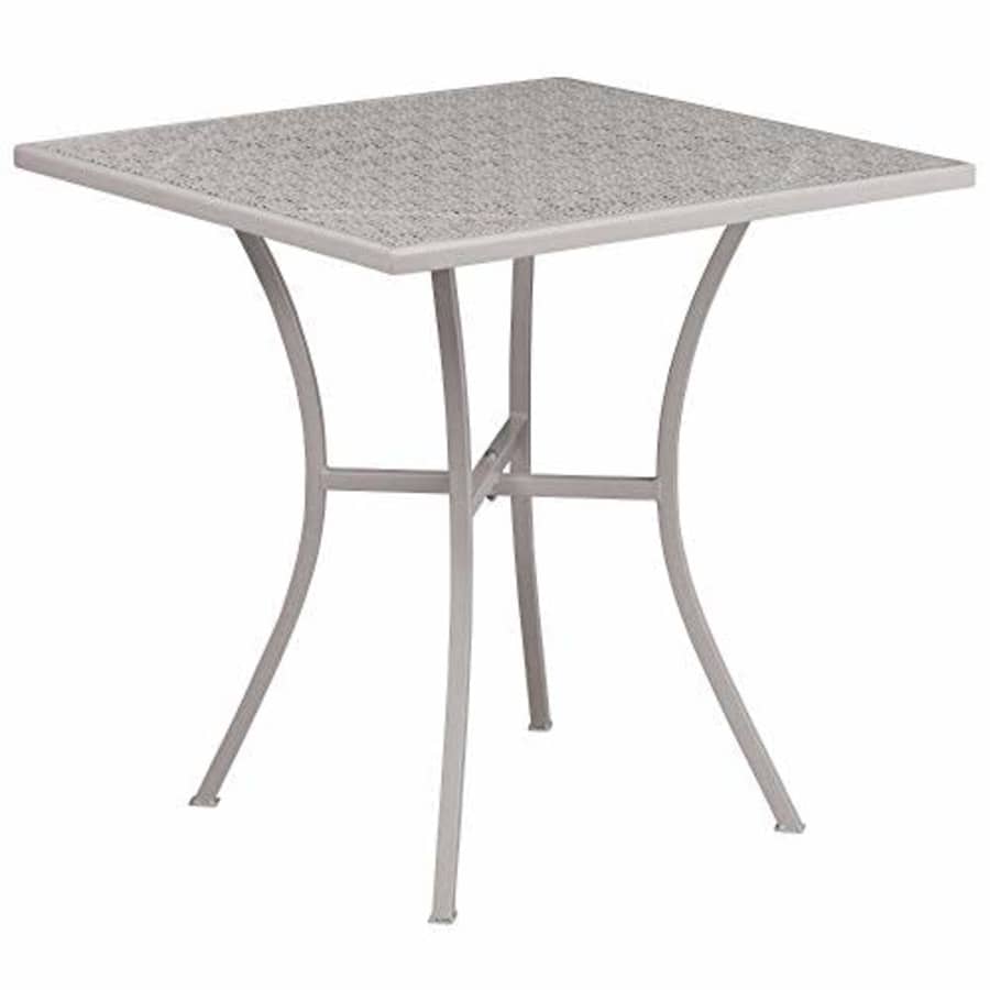 Flash Furniture Commercial Grade 28" Square Light Gray Indoor-Outdoor Steel Patio Table for $80 Flash Furniture Commercial Grade 28" Square Light Gray Indoor-Outdoor Steel Patio Table for $80
